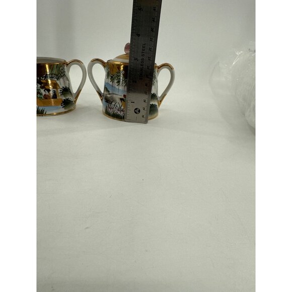 Japanese Satsumi Kutani Porcelain Coffee Tea Set Cream Sugar Hand Painted Gold - Picture 13 of 14